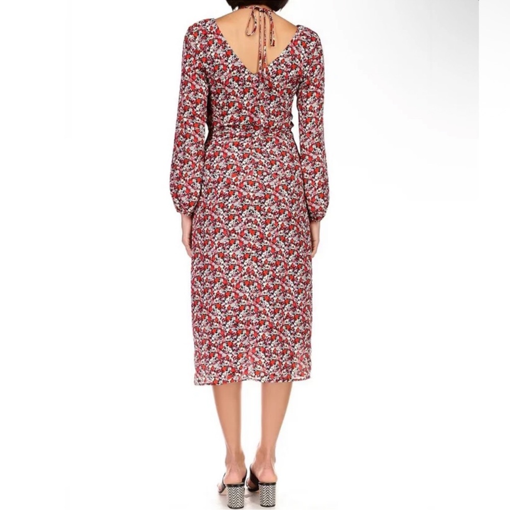 NWT Sanctuary Floral Chiffon Halter Neck Long Sleeve Front Cut-Out Dress Size 8 - Picture 3 of 15